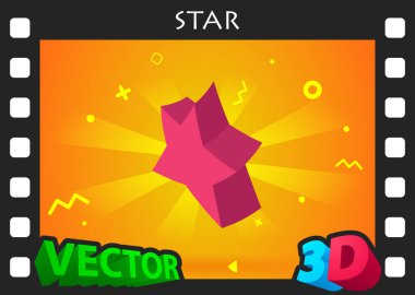 Yıldız izometrik tasarım ikonu. Vektör web illüstrasyonu. 3d renkli konsept