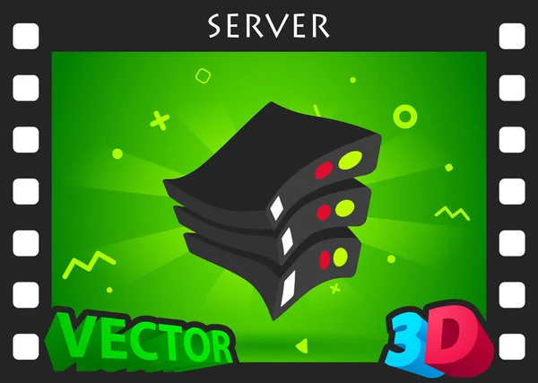 Server Isometric Design Icon Vector Web Illustration Colorful Concept — ストックベクタ