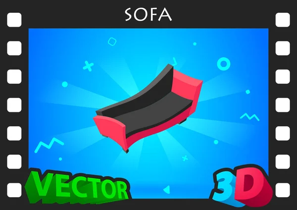 Sofa Isometric Design Icon Vector Web Illustration Colorful Concept — ストックベクタ