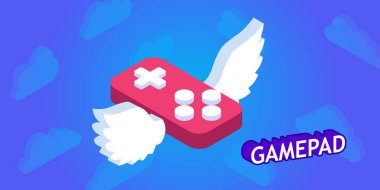 Gamepad izometrik tasarım simgesi. Vektör web illüstrasyonu. 3d renkli konsept