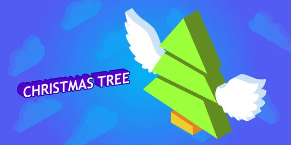 Christmas Tree Isometric Design Icon Vector Web Illustration Colorful Concept — ストックベクタ