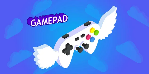 Gamepad Ізометрична Піктограма Дизайну Векторна Веб Ілюстрація Барвиста Концепція — стоковий вектор