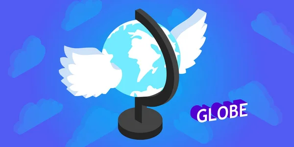 Globo Icono Diseño Isométrico Ilustración Web Vectorial Concepto Colorido — Vector de stock