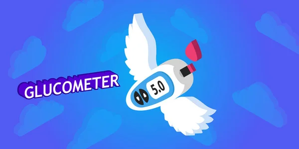 Glucometer Isometric Design Icon Vector Web Illustration Colorful Concept — ストックベクタ