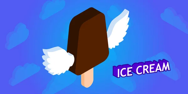 Ice Cream Isometric Design Icon Vector Web Illustration Colorful Concept — Stock Vector