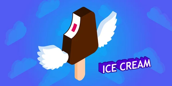 Eiscreme Isometrische Design Ikone Vektor Web Illustration Buntes Konzept — Stockvektor