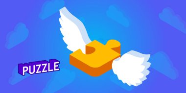 Bulmaca izometrik tasarım simgesi. Vektör web illüstrasyonu. 3d renkli konsept