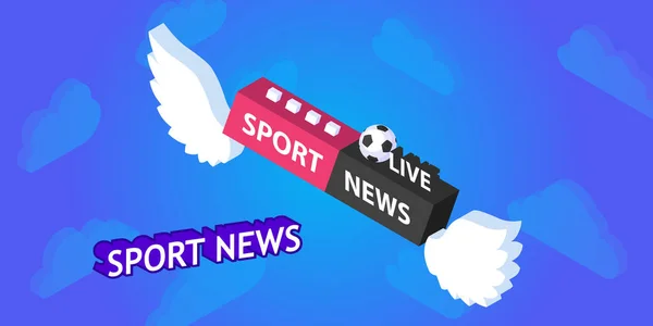 Sport News Isometric Design Icon Vector Web Illustration Colorful Concept — Stock Vector