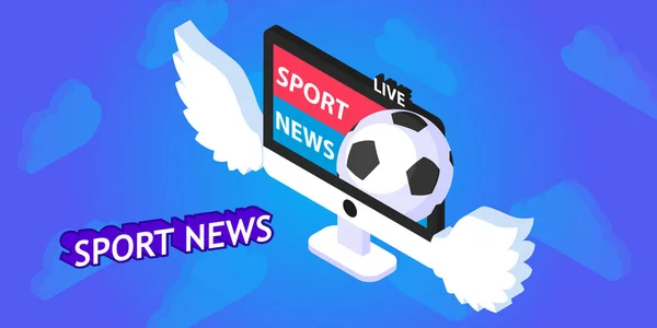 Sport News Isometric Design Icon Vector Web Illustration Colorful Concept — Stock vektor