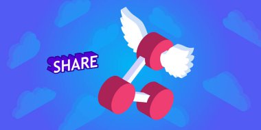 İzometrik tasarım simgesini paylaş. Vektör web illüstrasyonu. 3d renkli konsept