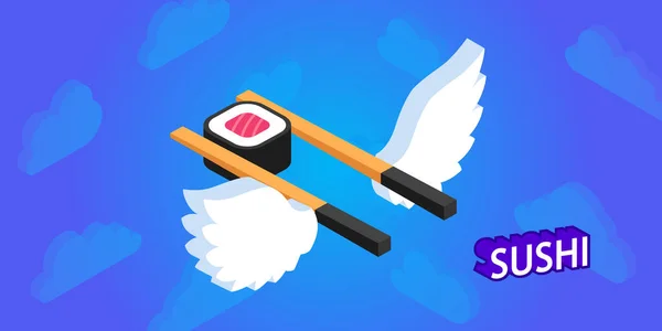 Sushi Isometric Design Icon Vector Web Illustration Colorful Concept — ストックベクタ