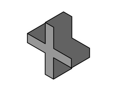 Artı izometrik tasarım ikonu. Vektör web illüstrasyonu. 3d renkli konsept