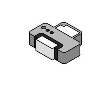 İzometrik tasarım simgesini yazdır. Vektör web illüstrasyonu. 3d renkli konsept