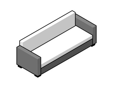 Koltuk izometrik tasarım simgesi. Vektör web illüstrasyonu. 3d renkli konsept
