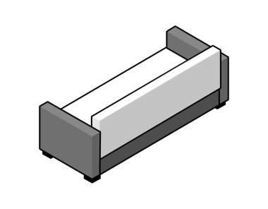 Koltuk izometrik tasarım simgesi. Vektör web illüstrasyonu. 3d renkli konsept