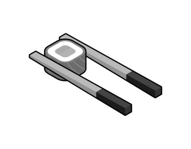 Suşi izometrik tasarım ikonu. Vektör web illüstrasyonu. 3d renkli konsept