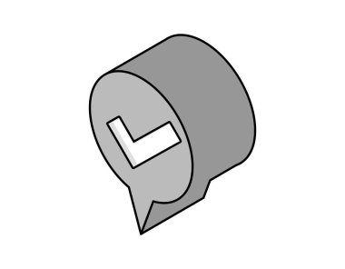 Tik izometrik tasarım simgesi. Vektör web illüstrasyonu. 3d renkli konsept