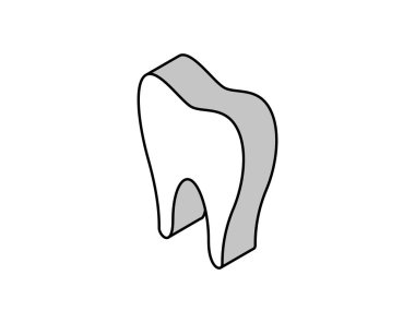 Diş izometrik tasarım ikonu. Vektör web illüstrasyonu. 3d renkli konsept