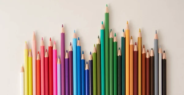 Crayons Couleur Entrelacés Vue Dessus — Photo