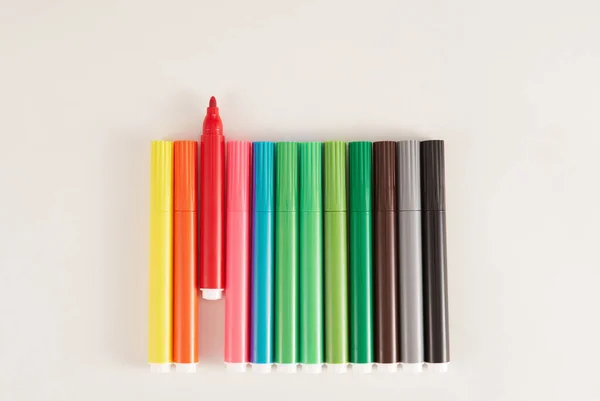 Colored Markers White Backgroun — Stock Photo, Image