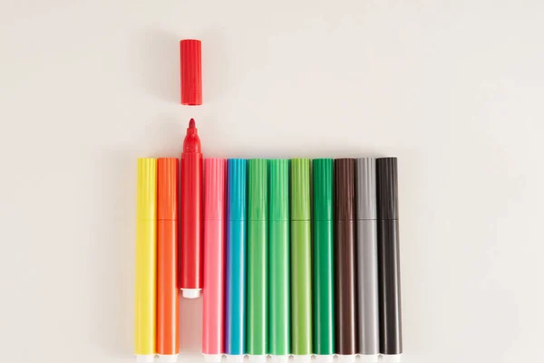 Colored Markers White Backgroun — Stock Photo, Image