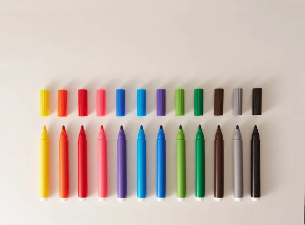 Colored Markers White Backgroun — Stock Photo, Image