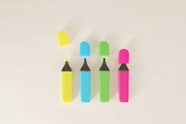 Ручки Маркерів Highlighter Ізольовані Білому Тлі — стокове фото