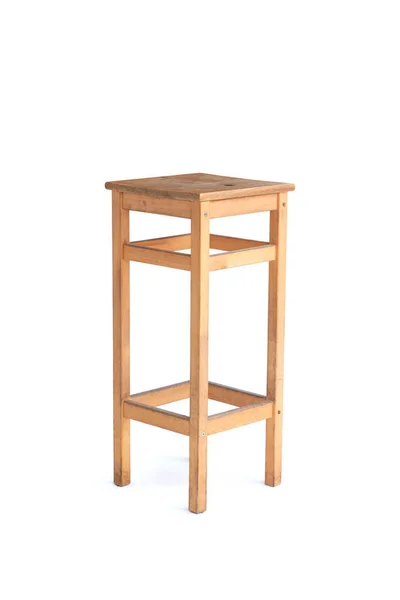 Stará Dřevěná Barová Židle Izolovaných Bílém Pozadí — Stock fotografie