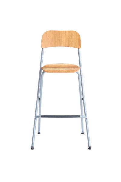 Gammal Trä Bar Chair Isolerad Vit Bakgrund — Stockfoto