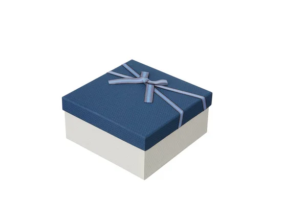 Niebieskie Pudełko Białym Tle — Zdjęcie stockowe