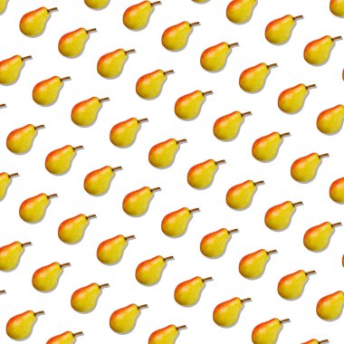 Beyaz zemin üzerinde renkli armutlar olan kusursuz desen