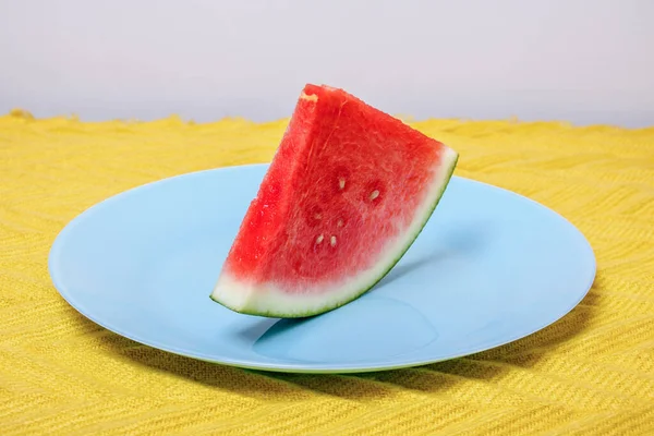 Sliced Watermelon Plate White Background — Stock Photo, Image
