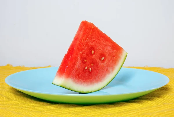 Red Watermelon White Plate — Stock Photo, Image