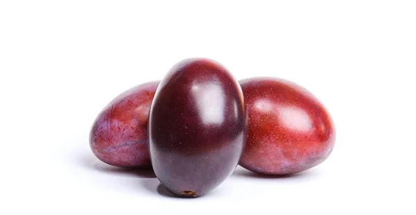 Three Plums White Background — Stock Photo, Image