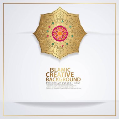 Arabic arabesque design greeting card for for major Islamic events, Islamic traditional wedding events and other users with realistic Islamic ornamental colorful detail of mosaic. Vector illustration.