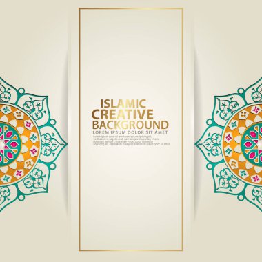 Arabic arabesque design greeting card for for major Islamic events, Islamic traditional wedding events and other users with realistic Islamic ornamental colorful detail of mosaic. Vector illustration.