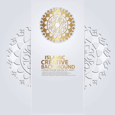 Arabic arabesque design greeting card for for major Islamic events, Islamic traditional wedding events and other users with realistic Islamic ornamental colorful detail of mosaic. Vector illustration.