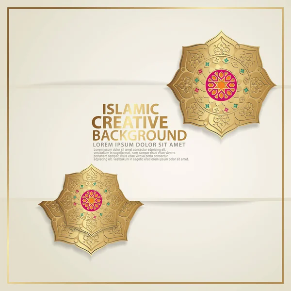 Arabic arabesque design greeting card for for major Islamic events, Islamic traditional wedding events and other users with realistic Islamic ornamental colorful detail of mosaic. Vector illustration.