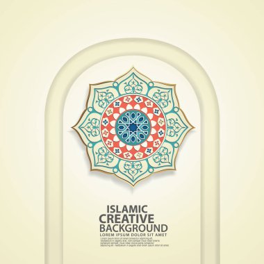 Abstract backgrounds with realistic Islamic ornamental colorful detail of mosaic for greeting card template. vector illustration