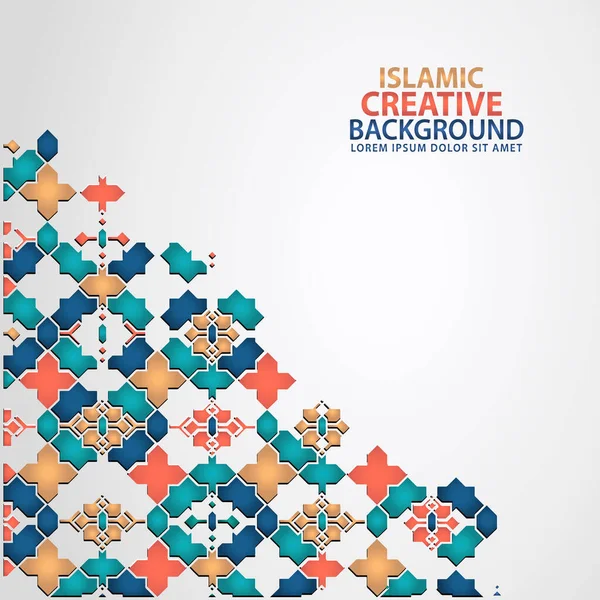 Islamic Design Greeting Card Background Template Ornamental Colorful Detail Floral — 图库矢量图片