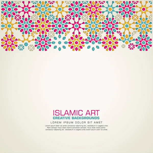 Elegancki Futurystyczny Islamski Wzór Tła Karty Okolicznościowej Ozdobnym Kolorem Mozaiki — Wektor stockowy
