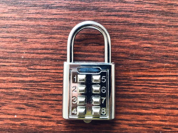 Padlock Numeric Code Wooden Background — 스톡 사진