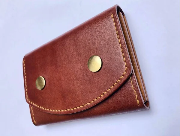 Handmade Leather Wallet Looks Very Luxurious Artsy — Fotografia de Stock