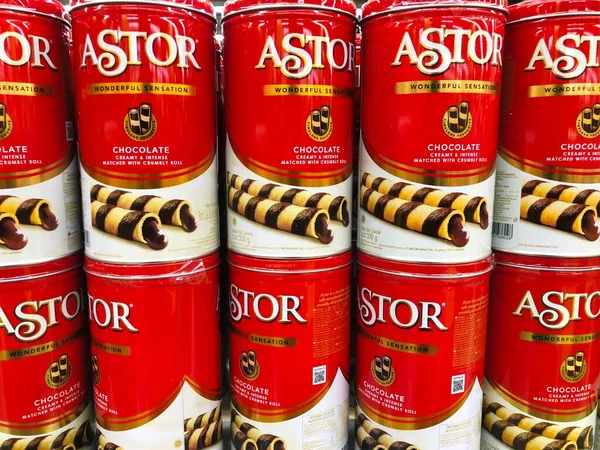 Malang Indonésia Maio 2022 Astor Rolo Wafer Chocolate Com Jogo — Fotografia de Stock