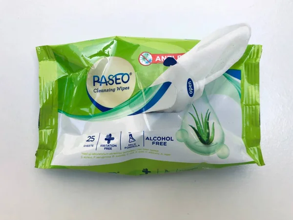 Malang Indonésia Maio 2022 Paseo Cleansing Wipes Bacterial Com Não — Fotografia de Stock