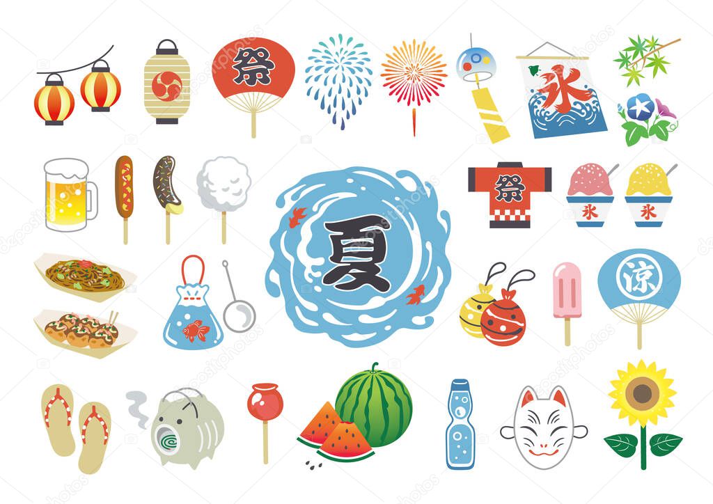 Japanese style summer festival illustration.