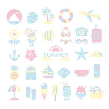 Yaz yolculuğu illüstrasyon kümesi. 