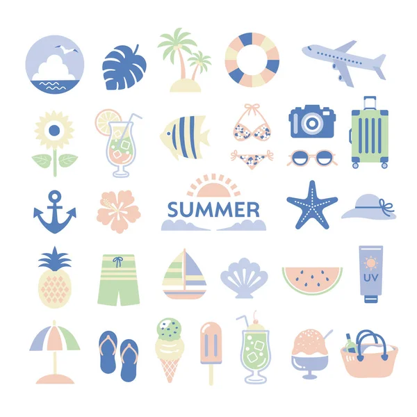 Summer Travel Illustration Set — Stock Vector