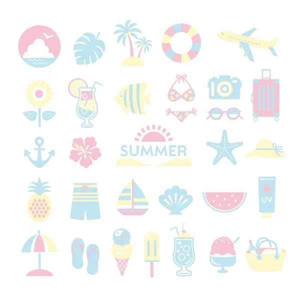 Summer Travel Illustration Set — Stock Vector