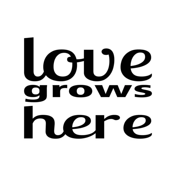 Amor Cresce Aqui Letras Citação — Vetor de Stock